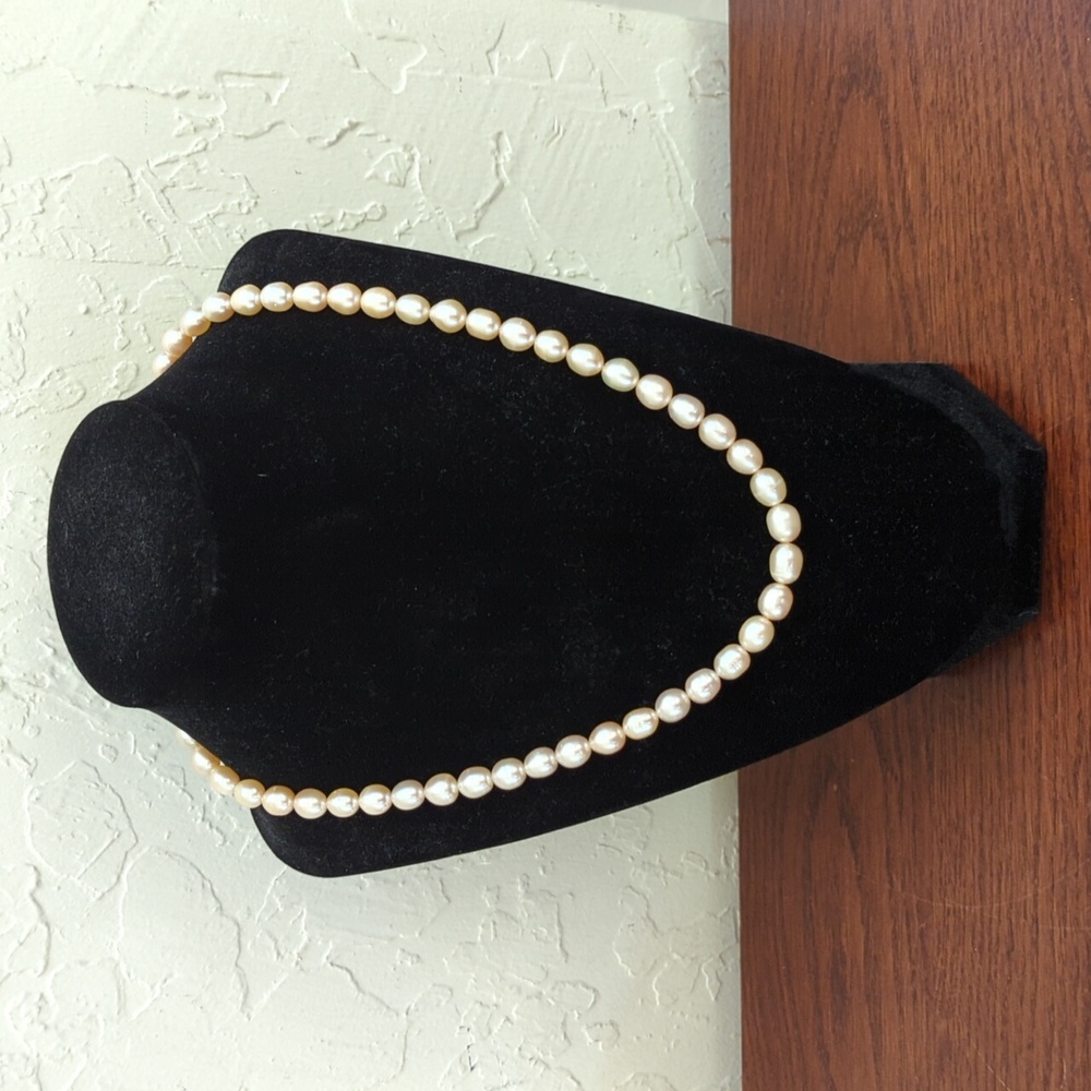 Classic Baroque Cultured Pearl Necklace (9-10mm) with Silver Tone Clasp
